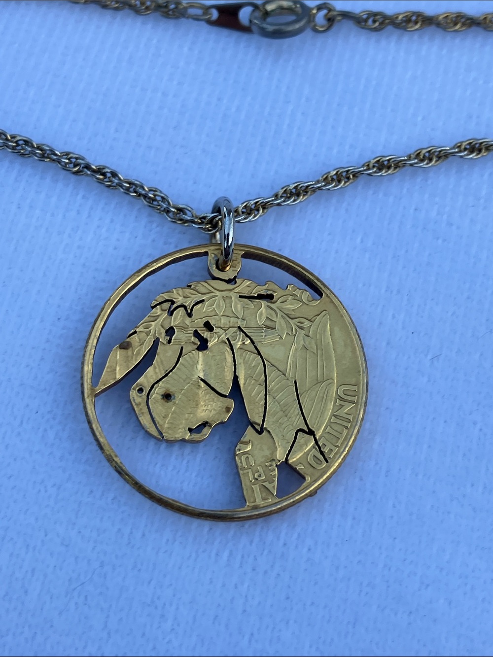 Eeyore cut coin necklace